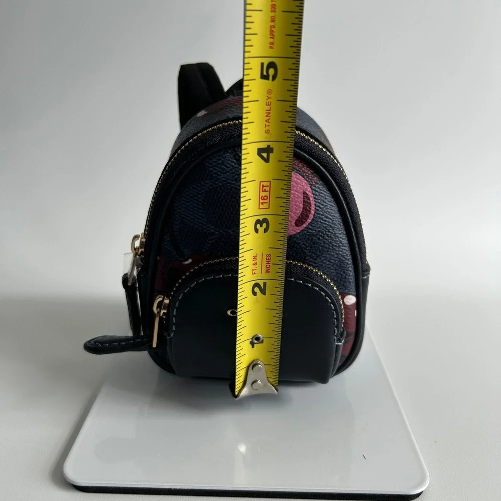 Coach Mini Court Midnight Navy Cherry Signature Canvas Backpack Bag Charm CZ096